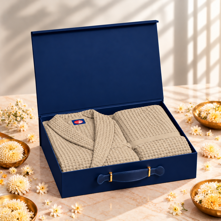 Festive Gift Box | Brink Waffle Bathrobe & Towel Set