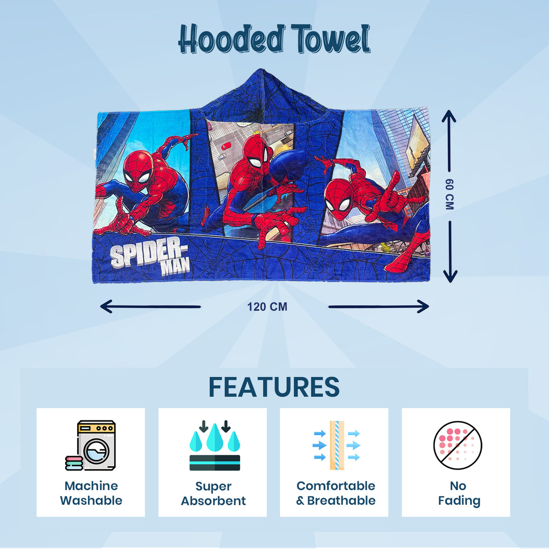 Spiderman Kids Hooded Towel in 400 GSM