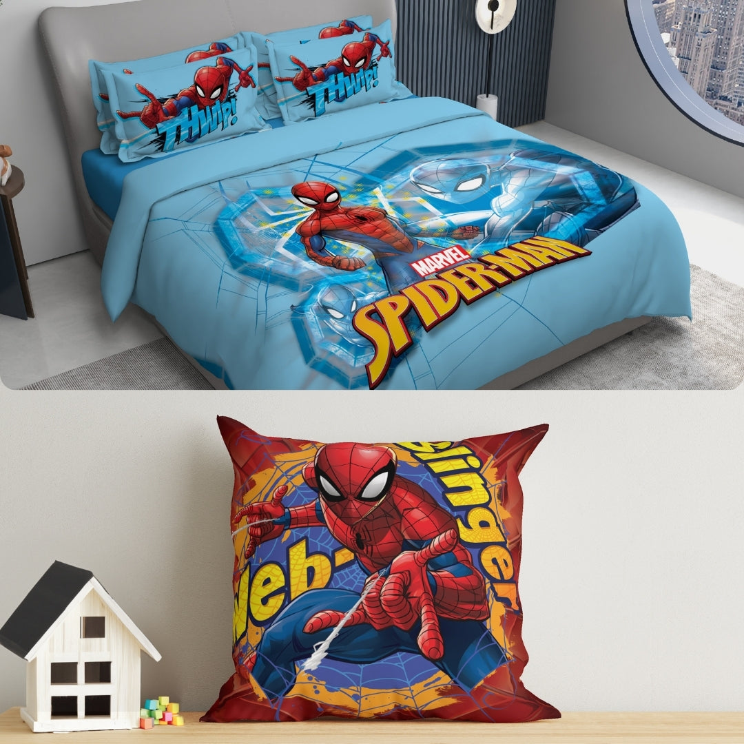 Marvel Kids Double Bedsheet & Cushion Combo