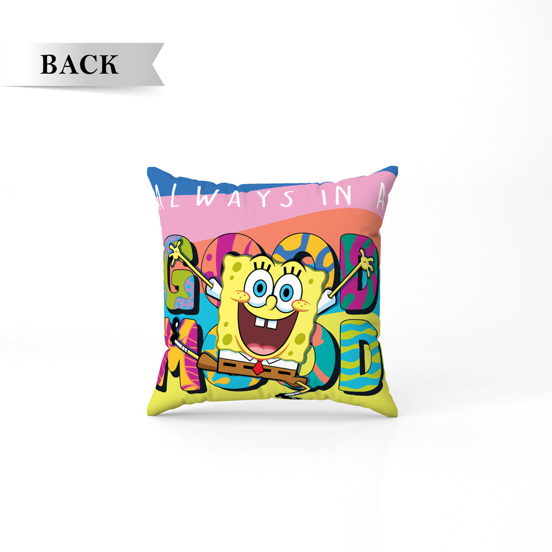 SpongeBob Print Reversible Cushion By Sassoon Fab. It is Soft & fluffy, fade-resistant, High-density fill, Hypoallergenic, Reversible, etc. Size 40 cm x 40 cm 