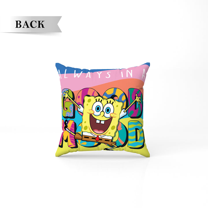 SpongeBob Print Reversible Cushion By Sassoon Fab. It is Soft & fluffy, fade-resistant, High-density fill, Hypoallergenic, Reversible, etc. Size 40 cm x 40 cm 