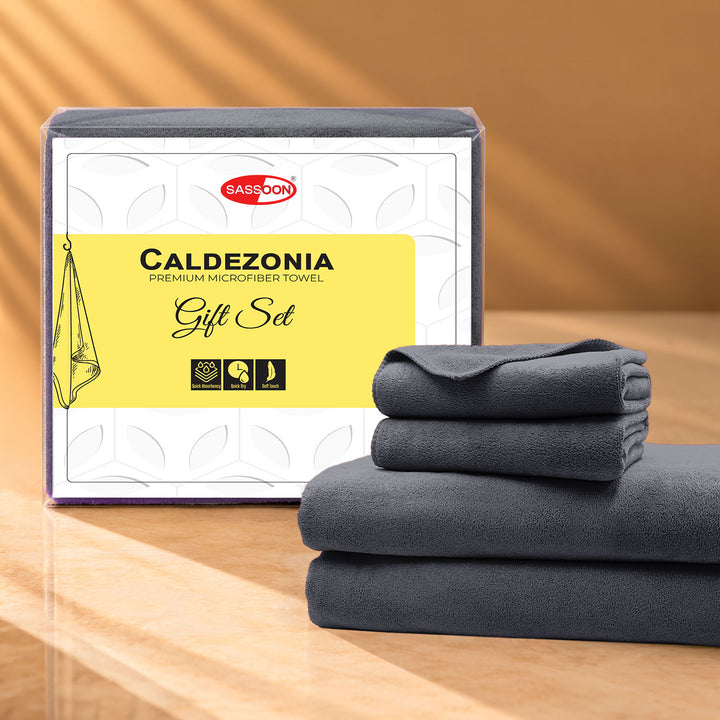 Caldezonia Ultra Soft Microfiber Towels- 4 pcs Gift Set