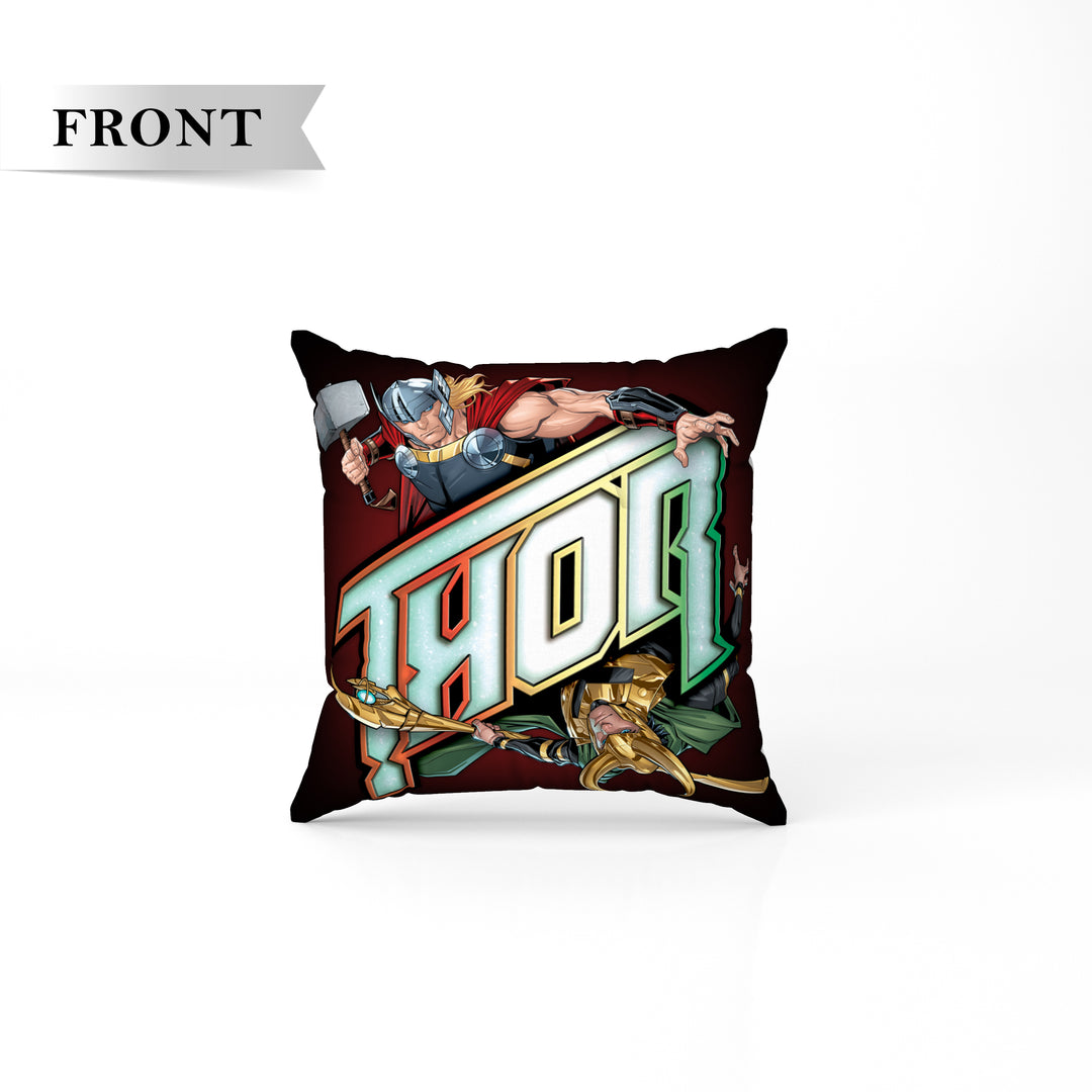 Marvel Thor Print Reversible Cushion By Sassoon Fab. It is Soft & fluffy, fade-resistant, High-density fill, Hypoallergenic, Reversible, etc. Size 40 cm x 40 cm 