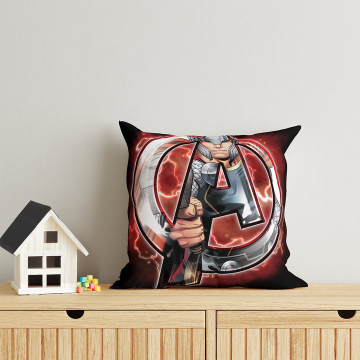 Marvel Thor Print Reversible Cushion By Sassoon Fab. It is Soft & fluffy, fade-resistant, High-density fill, Hypoallergenic, Reversible, etc. Size 40 cm x 40 cm 