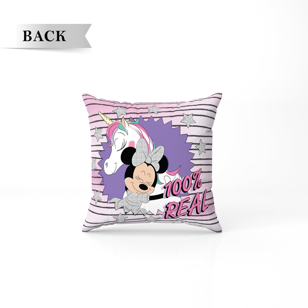 Disney Minnie & Unicorn Print Reversible Cushion By Sassoon Fab. It is Soft & fluffy, fade-resistant, High-density fill, Hypoallergenic, Reversible, etc. Size 40 cm x 40 cm 