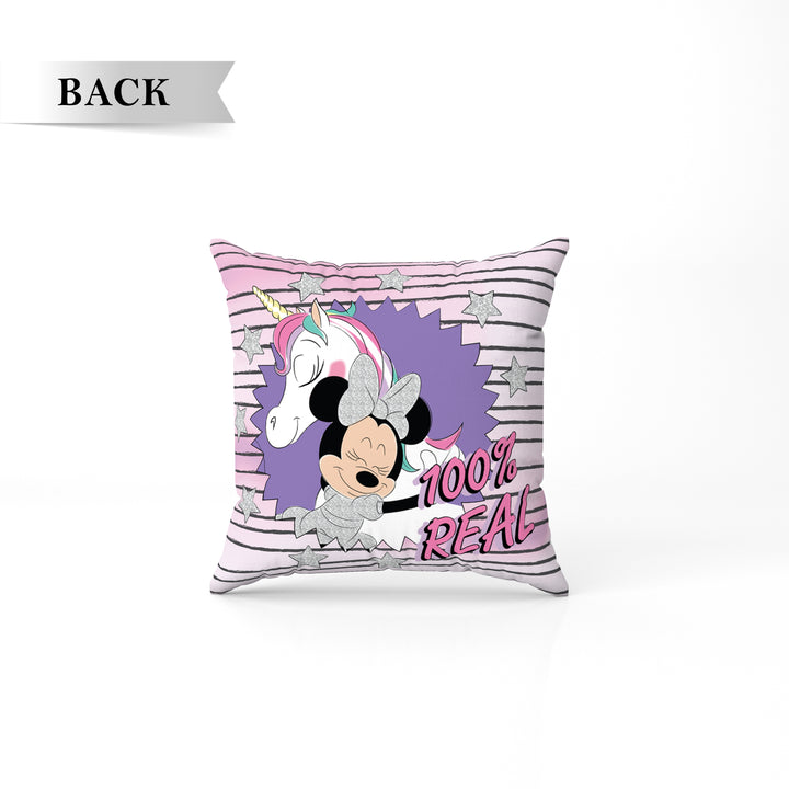 Disney Minnie & Unicorn Print Reversible Cushion By Sassoon Fab. It is Soft & fluffy, fade-resistant, High-density fill, Hypoallergenic, Reversible, etc. Size 40 cm x 40 cm 