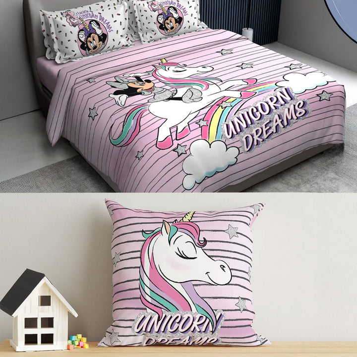 Disney Kids Double Bedsheet & Cushion Combo