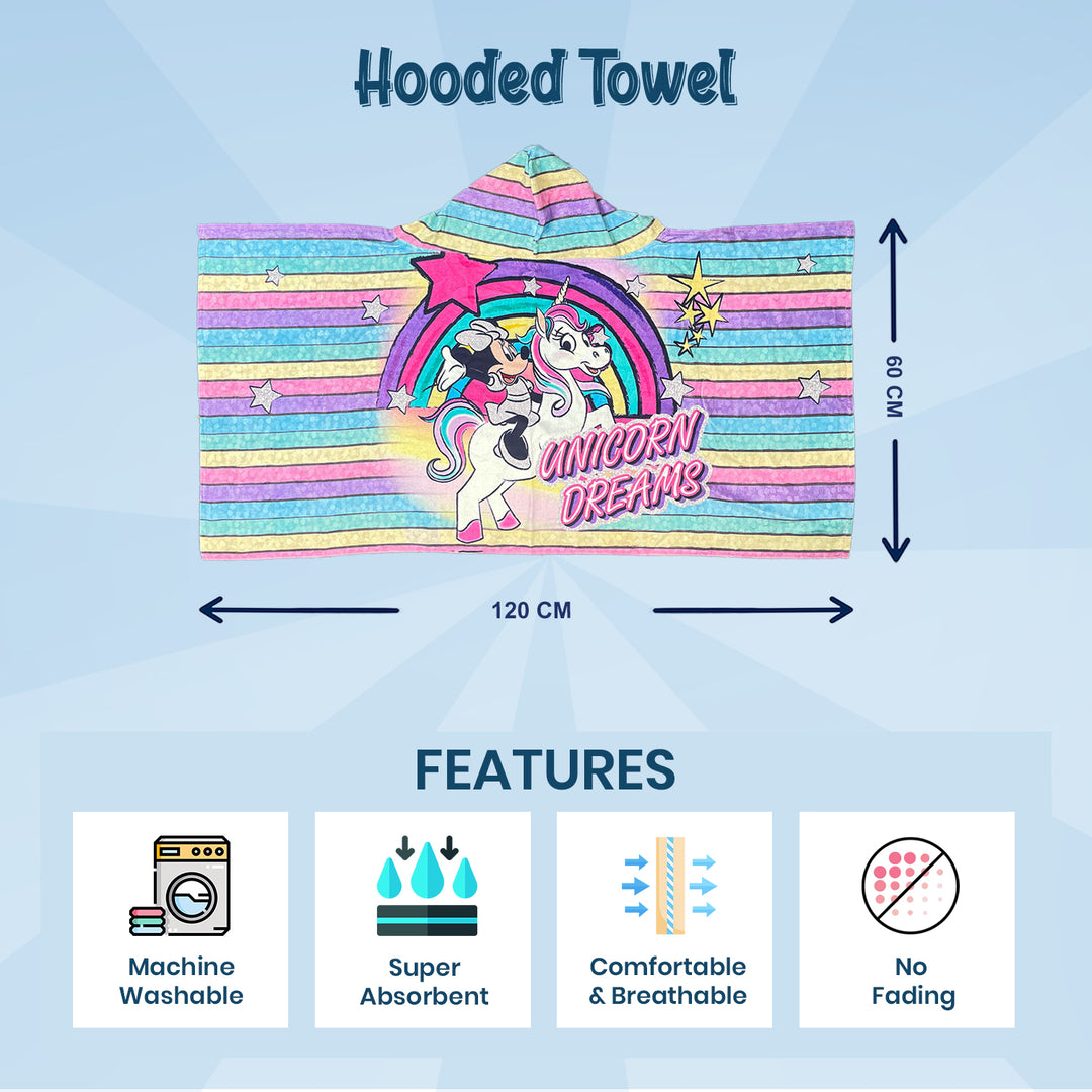 Disney Minnie & Unicorn Kids Hooded Towel in 400 GSM