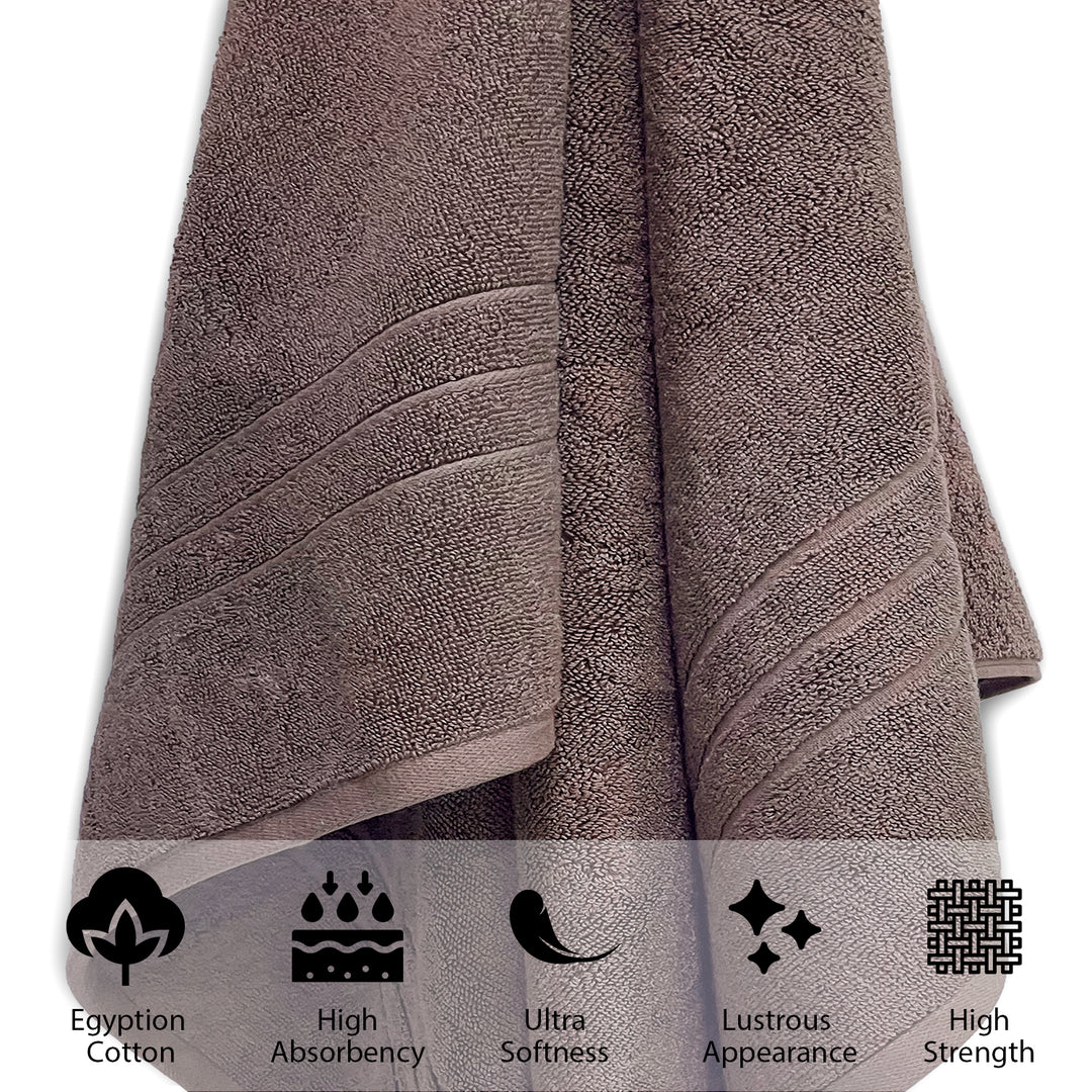 Brown Color Ultra Soft Egyptian Cotton Towel with 650 GSM (Extra-long-staple cotton loops, Unrivaled Softness, Superior Absorbency, Long-lasting Durability, Luxurious Thickness, Elegant Border Design, 650 GSM) 