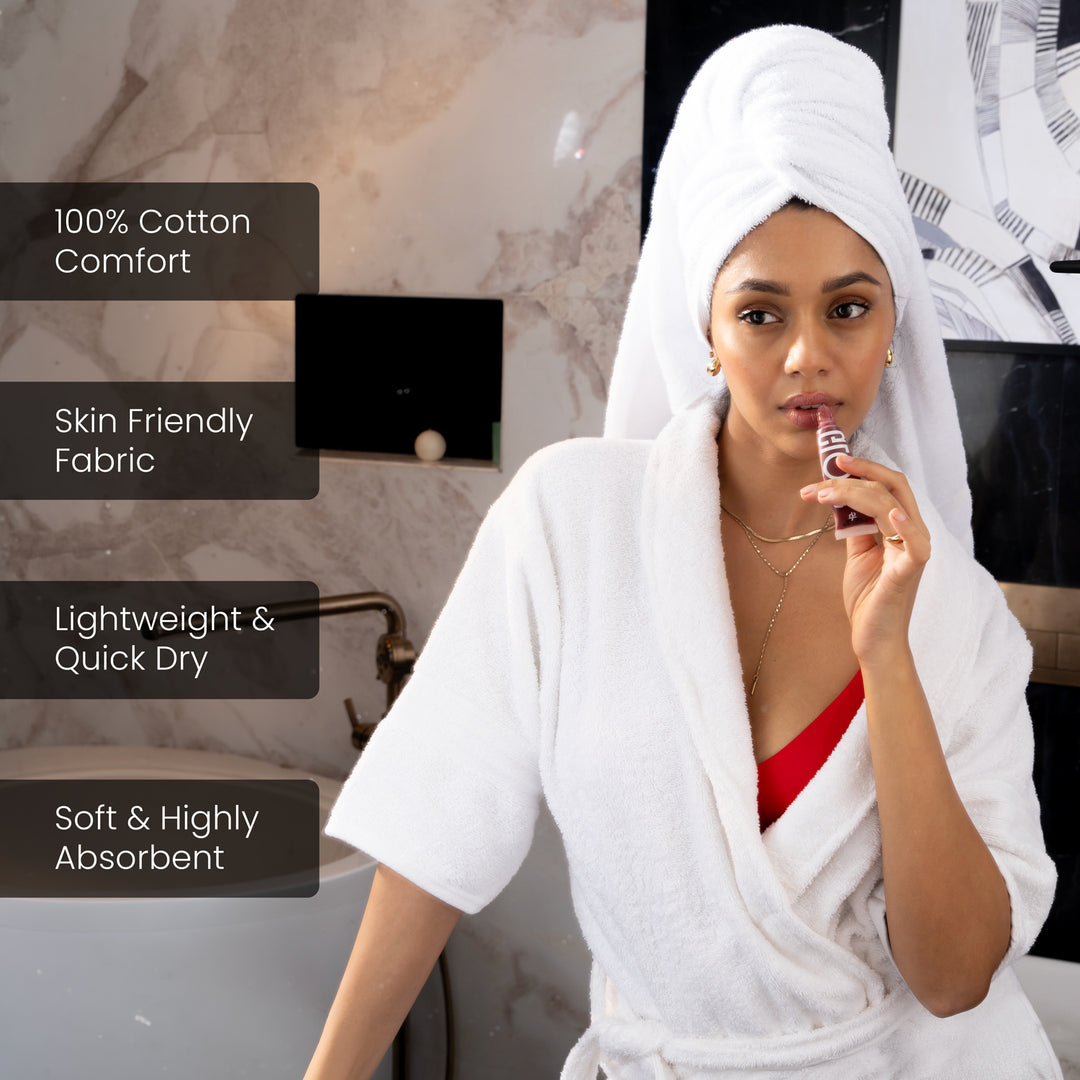 Melrose Unisex Cotton Bathrobe in 400 GSM - White