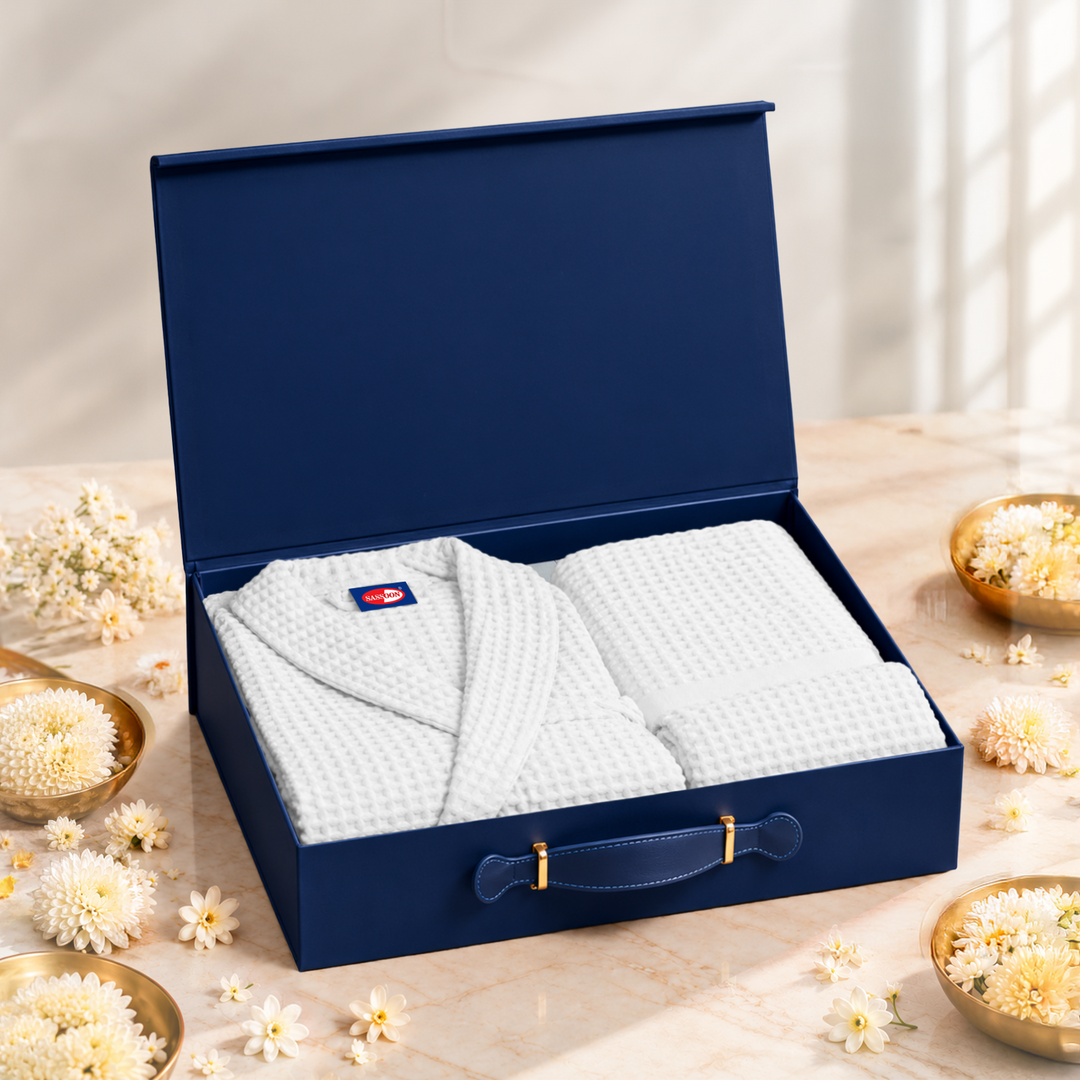 Festive Gift Box | Brink Waffle Bathrobe & Towel Set