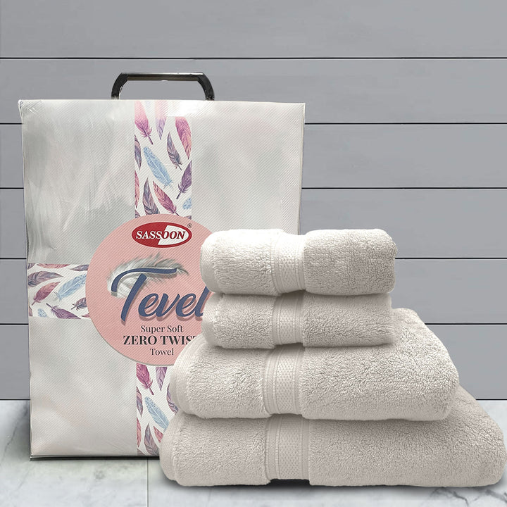 Tevel Super Soft Zero Twist 4 Pc Towel Gift Set in 700GSM