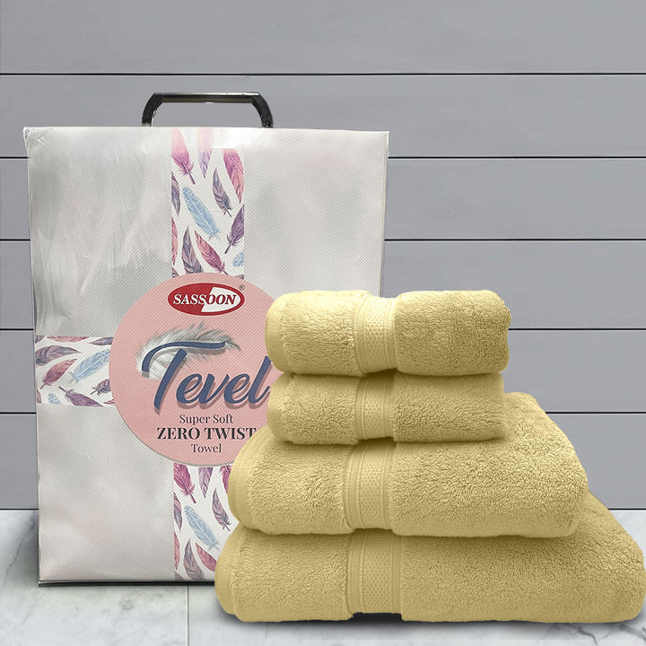 Lime Yellow Color Super Soft Zero Twist 100% Cotton Towel Set with 700 GSM ( 100% Cotton, Zero-Twist Fabric, Protection Against Microbial Allergies, Highly Absorbent, Lint and Fade Resistant) 