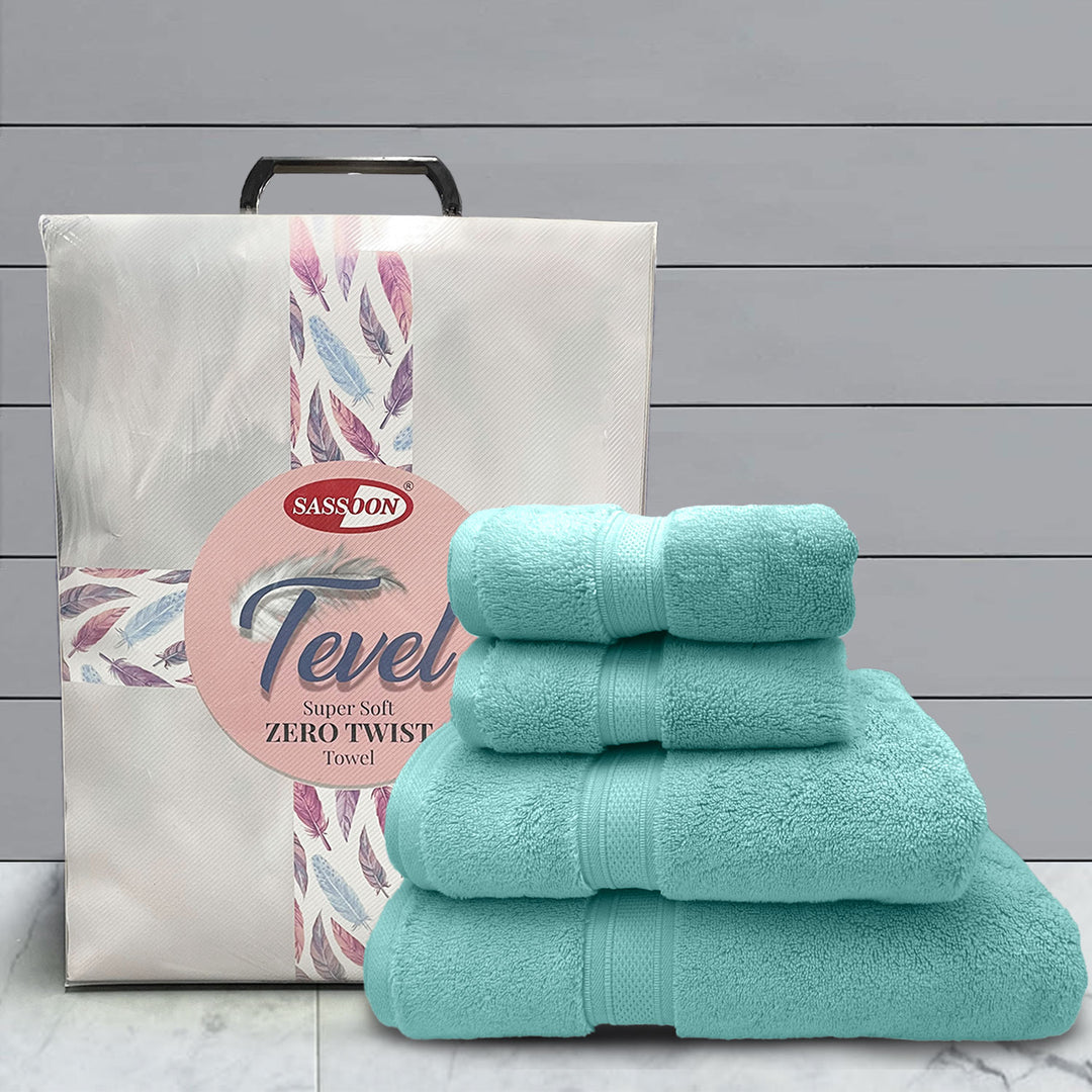 Sky Blue Color Super Soft Zero Twist 100% Cotton Towel Set with 700 GSM ( 100% Cotton, Zero-Twist Fabric, Protection Against Microbial Allergies, Highly Absorbent, Lint and Fade Resistant) 