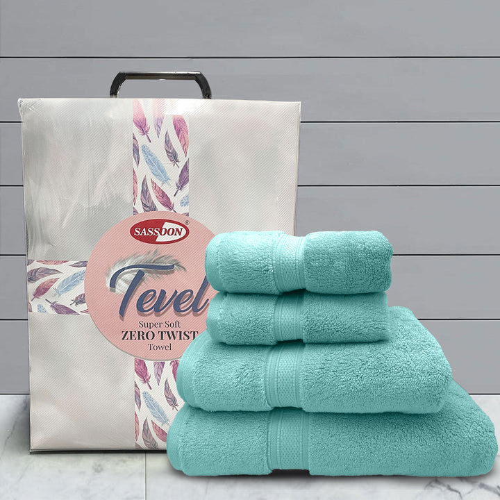 Sky Blue Color Super Soft Zero Twist 100% Cotton Towel Set with 700 GSM ( 100% Cotton, Zero-Twist Fabric, Protection Against Microbial Allergies, Highly Absorbent, Lint and Fade Resistant) 