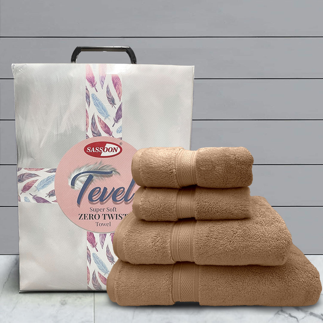 Beige Color Color Super Soft Zero Twist 100% Cotton Towel Set with 700 GSM ( 100% Cotton, Zero-Twist Fabric, Protection Against Microbial Allergies, Highly Absorbent, Lint and Fade Resistant) 