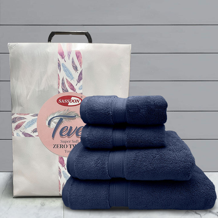 Blue Color Super Soft Zero Twist 100% Cotton Towel Set  with 700 GSM ( 100% Cotton, Zero-Twist Fabric, Protection Against Microbial Allergies, Highly Absorbent, Lint and Fade Resistant) 