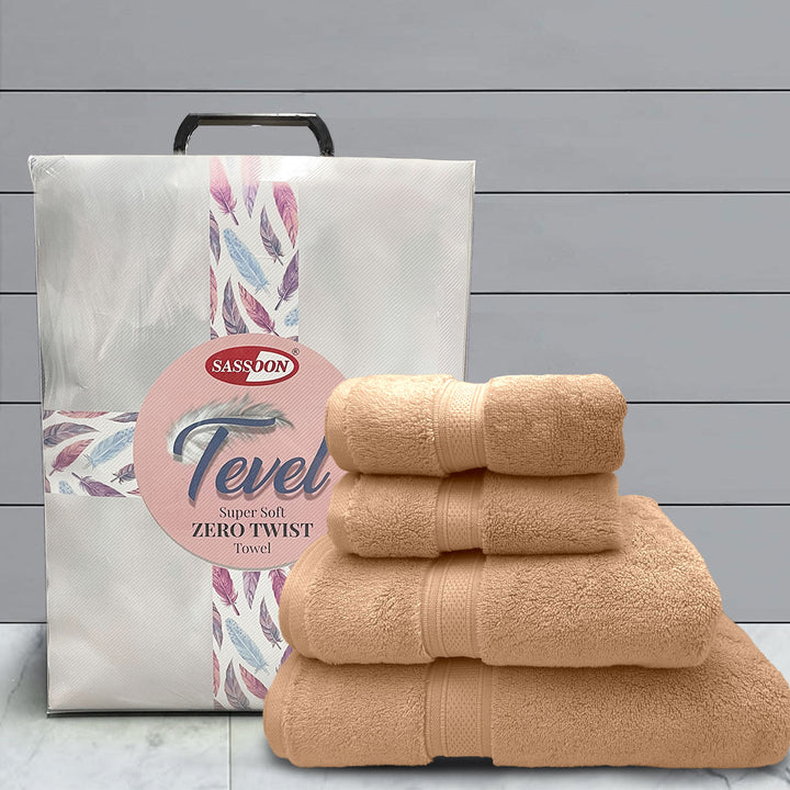 Tevel Super Soft Zero Twist 4 Pc Towel Gift Set in 700GSM