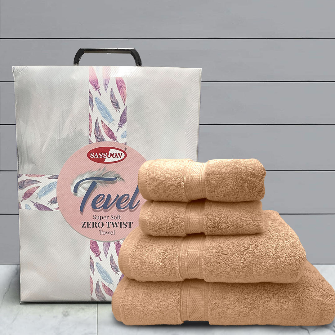 Cream Color Super Soft Zero Twist 100% Cotton Towel Set with 700 GSM ( 100% Cotton, Zero-Twist Fabric, Protection Against Microbial Allergies, Highly Absorbent, Lint and Fade Resistant) 