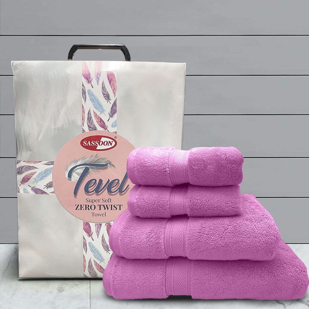 Tevel Super Soft Zero Twist 4 Pc Towel Gift Set in 700GSM