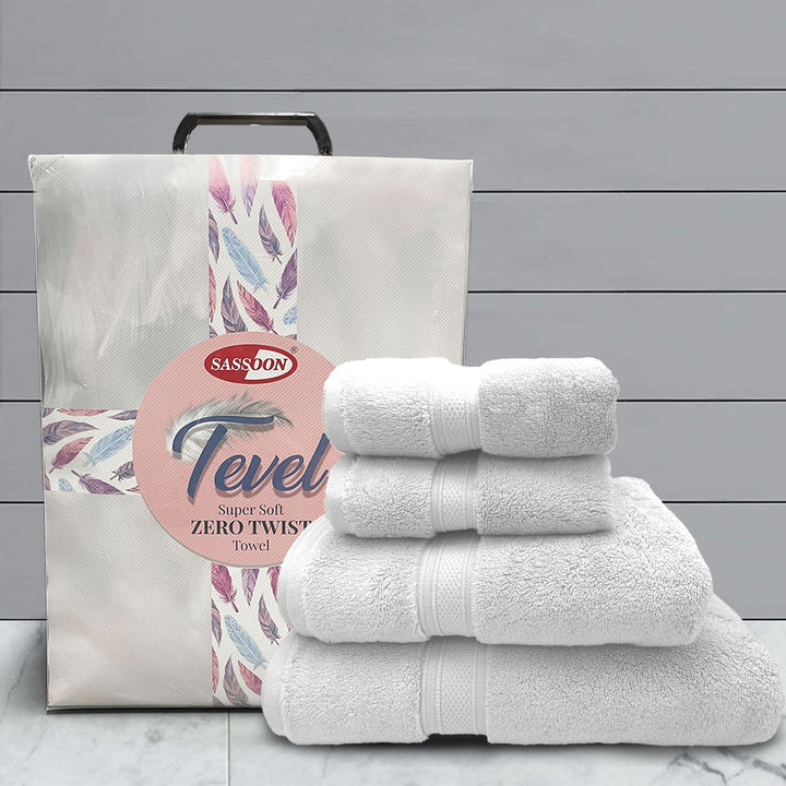 Tevel Super Soft Zero Twist 4 Pc Towel Gift Set in 700GSM