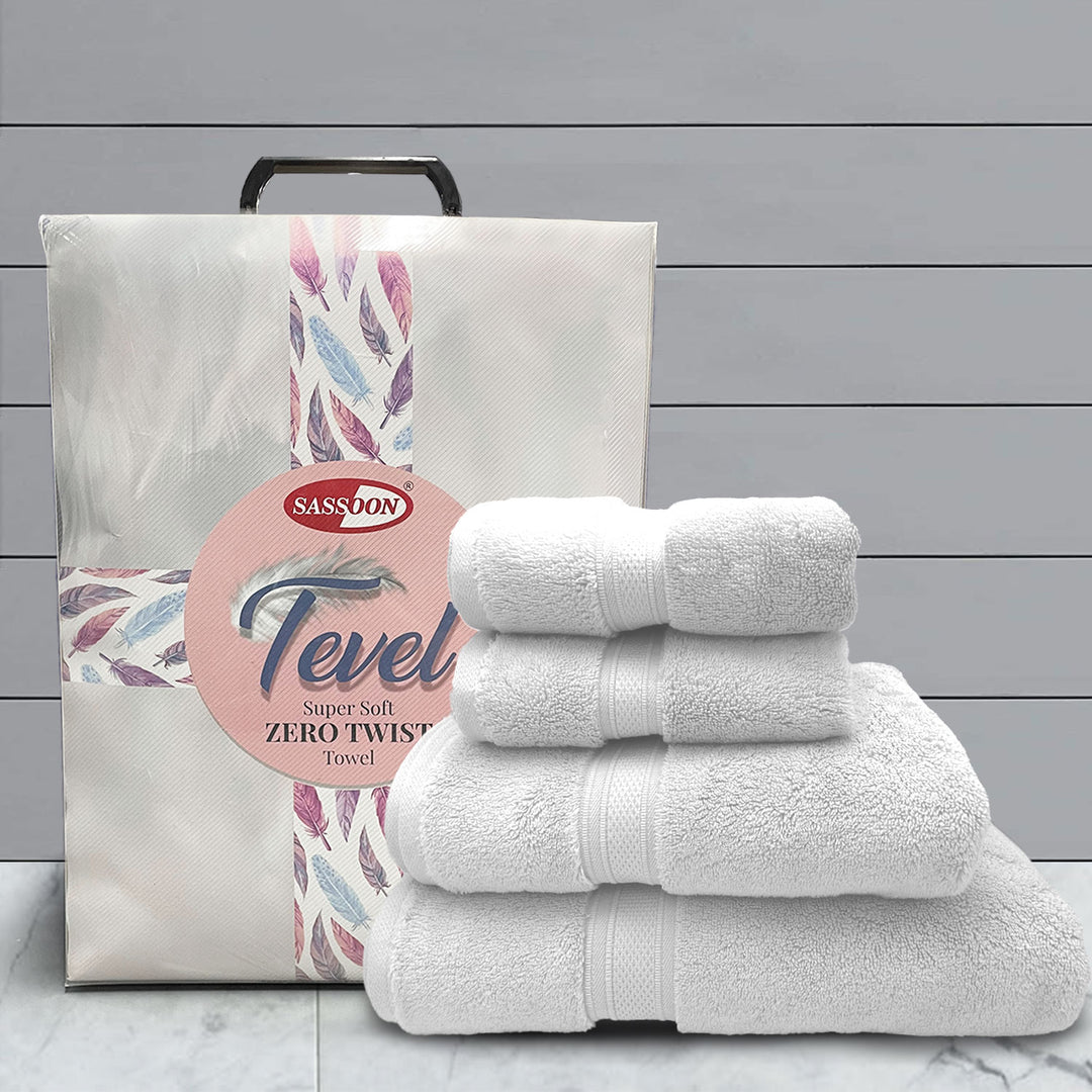 White Color Super Soft Zero Twist 100% Cotton Towel Set with 700 GSM ( 100% Cotton, Zero-Twist Fabric, Protection Against Microbial Allergies, Highly Absorbent, Lint and Fade Resistant) 