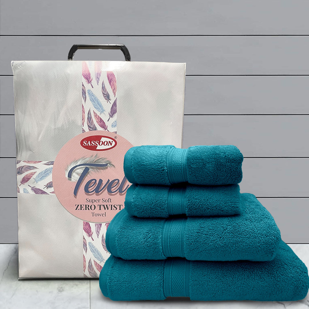 Tevel Super Soft Zero Twist 4 Pc Towel Gift Set in 700GSM