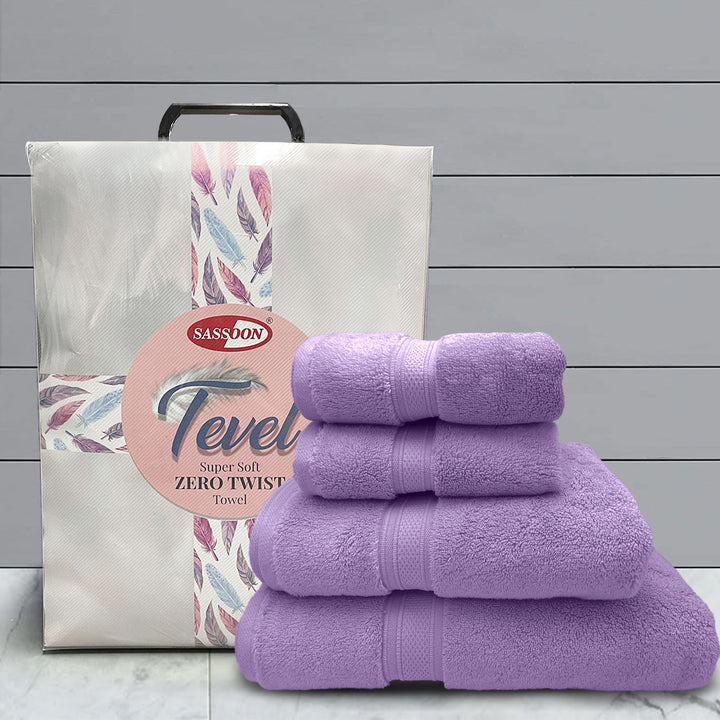 Tevel Super Soft Zero Twist 4 Pc Towel Gift Set in 700GSM