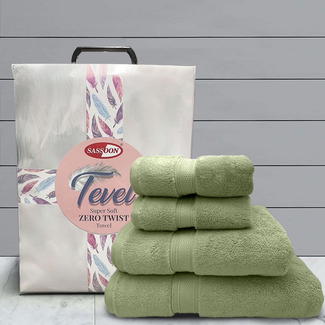 Green Color Super Soft Zero Twist 100% Cotton Towel Set with 700 GSM ( 100% Cotton, Zero-Twist Fabric, Protection Against Microbial Allergies, Highly Absorbent, Lint and Fade Resistant) 