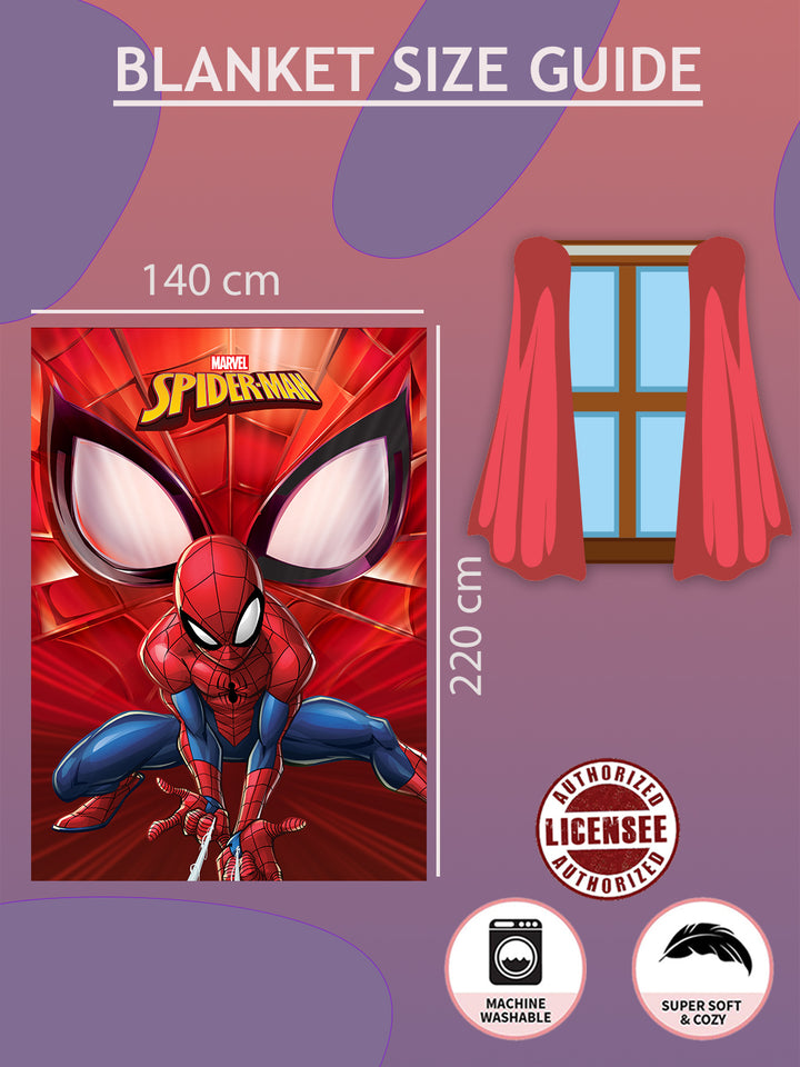 Spiderman Printed Single Bed Blanket ( 100% polyester fabric, ultrasoft, warm and comfortable, Size : 140 cm x 220 cm) 