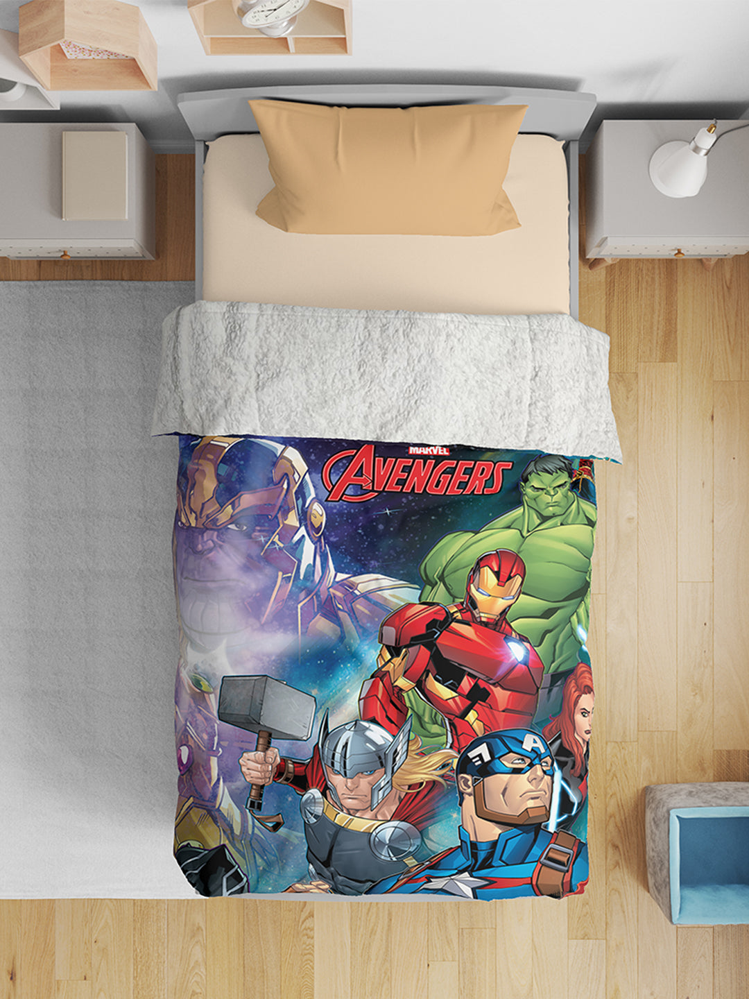 Avengers Printed Single Bed Blanket ( 100% polyester fabric, ultrasoft, warm and comfortable, Size : 140 cm x 220 cm) 