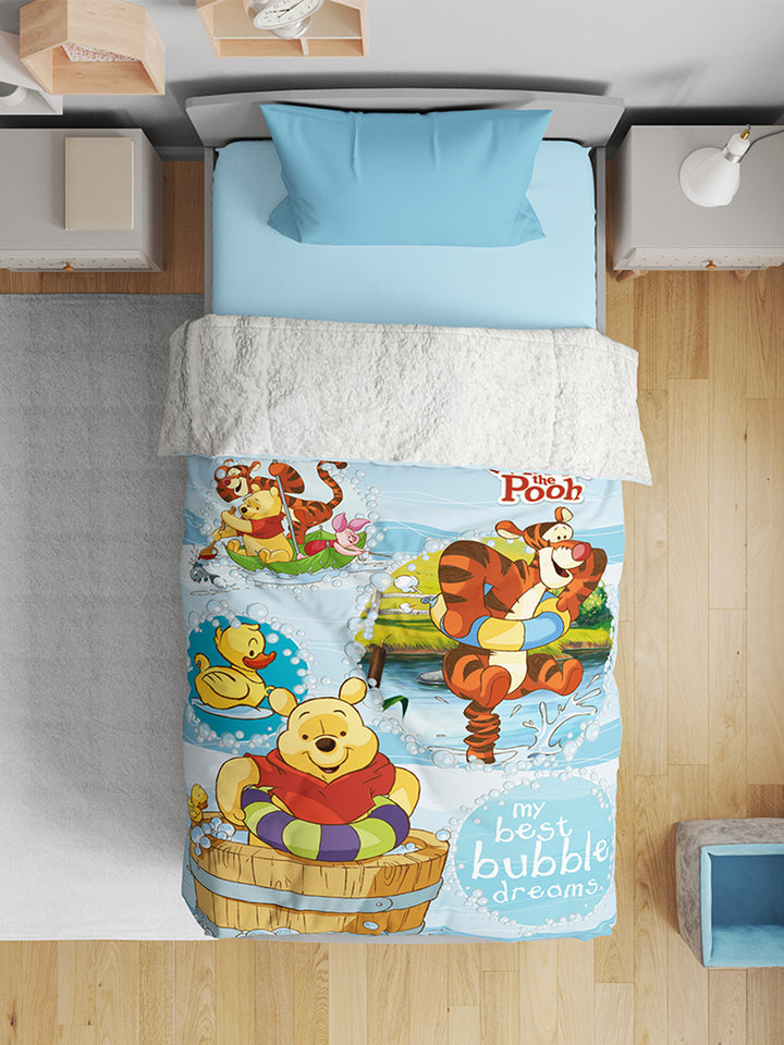 Disney Winnie The Pooh Printed Single Bed Blanket ( 100% polyester fabric, ultrasoft, warm and comfortable, Size : 140 cm x 220 cm)  