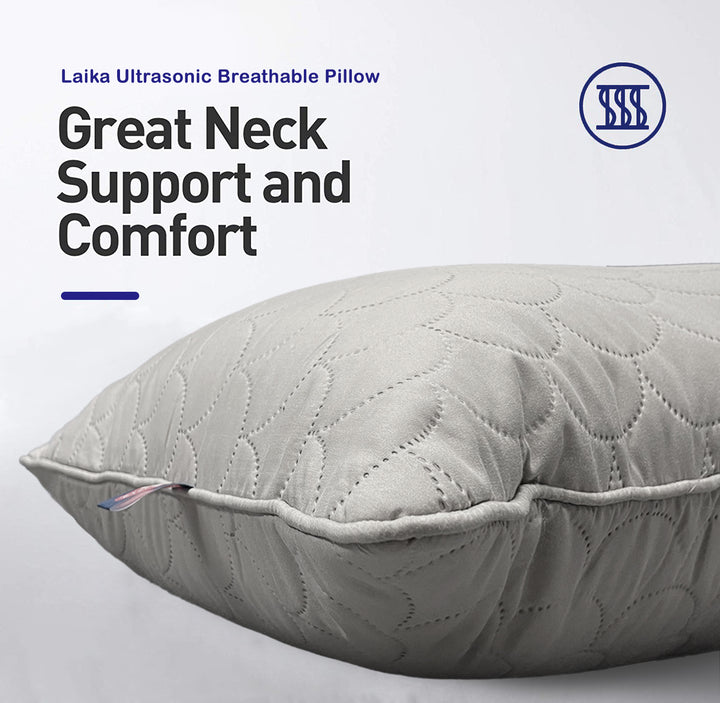 Ultrasonic Breathable Microfiber Pillow ( Hypoallergic, breathable, soft and comfortable, provides relief from cervical pain) Size : 44 cm x 69 cm  