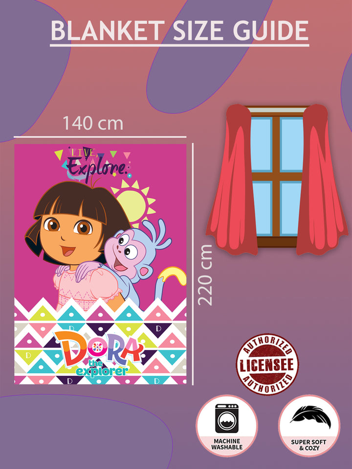 Dora Printed Single Bed Blanket ( 100% polyester fabric, ultrasoft, warm and comfortable, Size : 140 cm x 220 cm) 