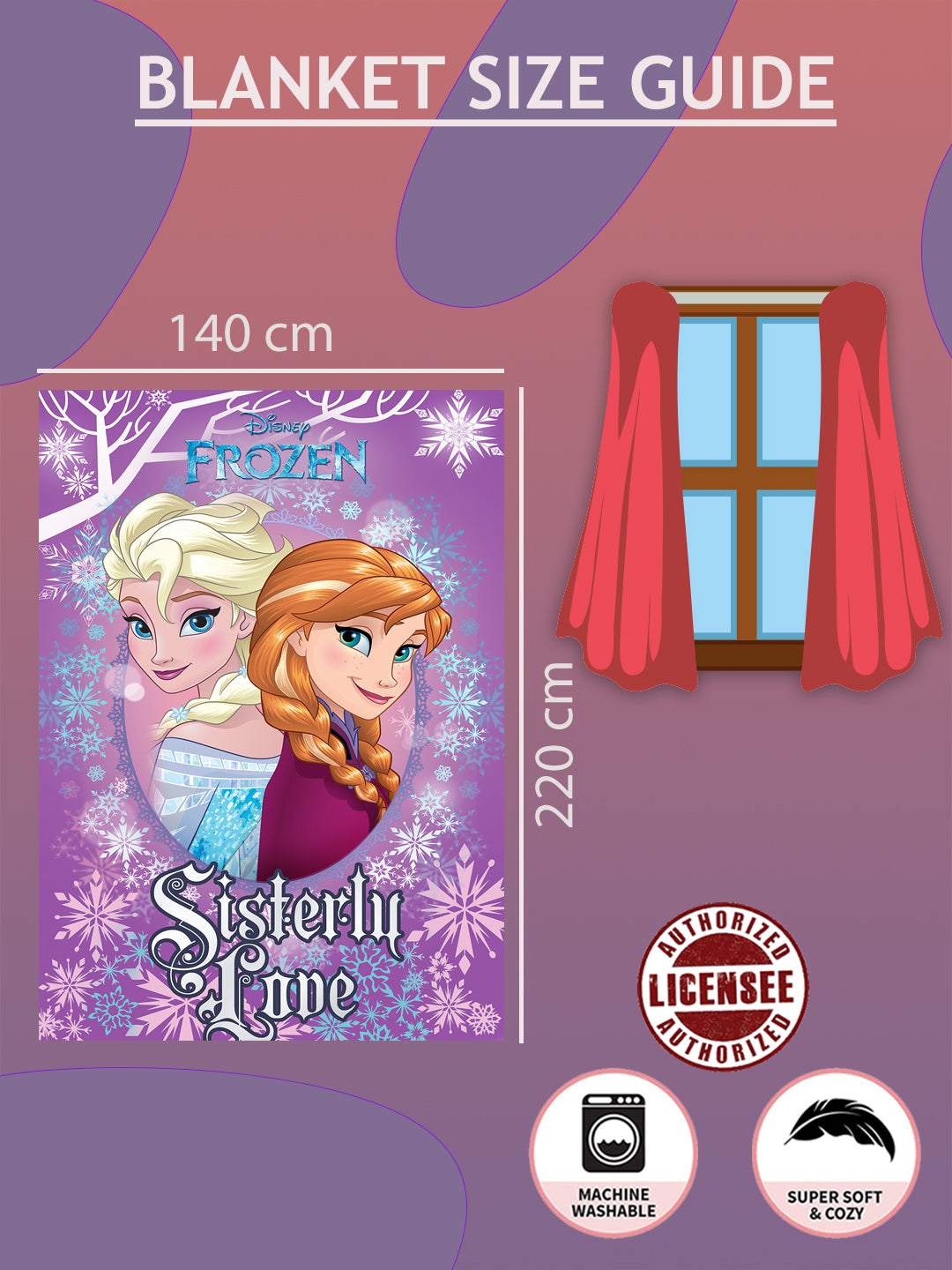 Disney Frozen Printed Single Bed Blanket ( 100% polyester fabric, ultrasoft, warm and comfortable, Size : 140 cm x 220 cm) 