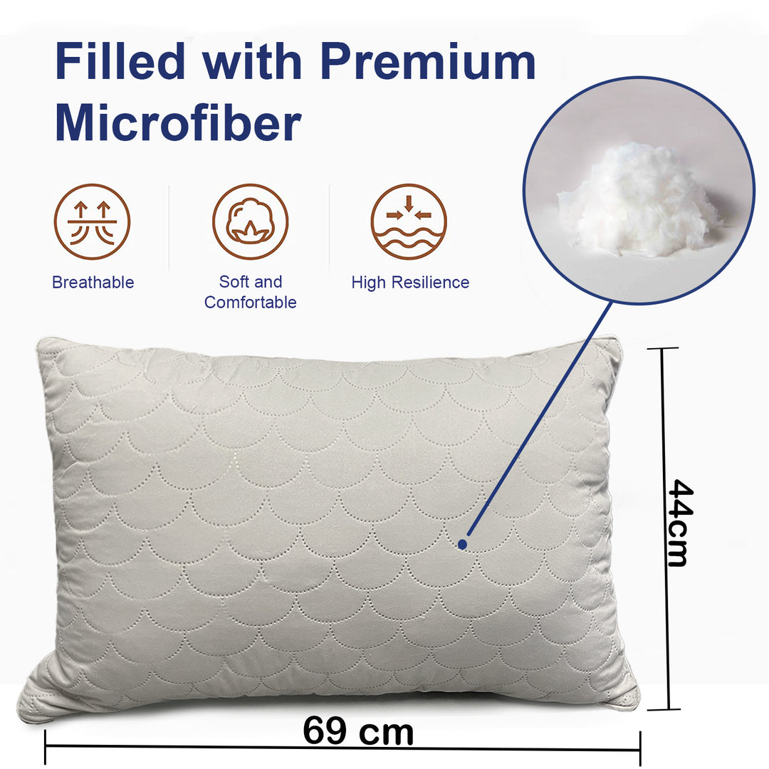 Ultrasonic Breathable Microfiber Pillow ( Hypoallergic, breathable, soft and comfortable, provides relief from cervical pain) Size : 44 cm x 69 cm  