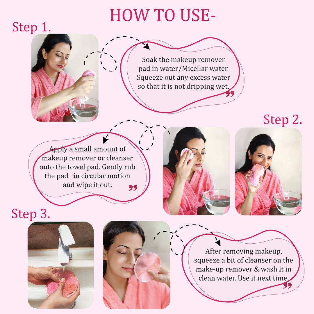 Steps to use makeup remover pad 