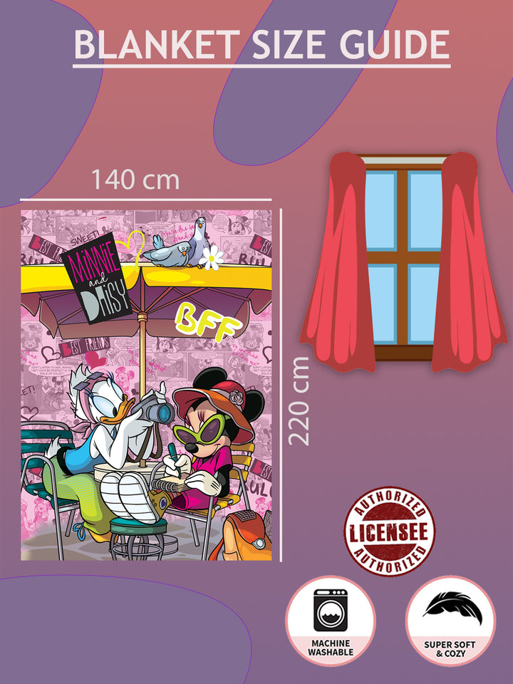 Disney Minnie Printed Single Bed Blanket ( 100% polyester fabric, ultrasoft, warm and comfortable, Size : 140 cm x 220 cm) 