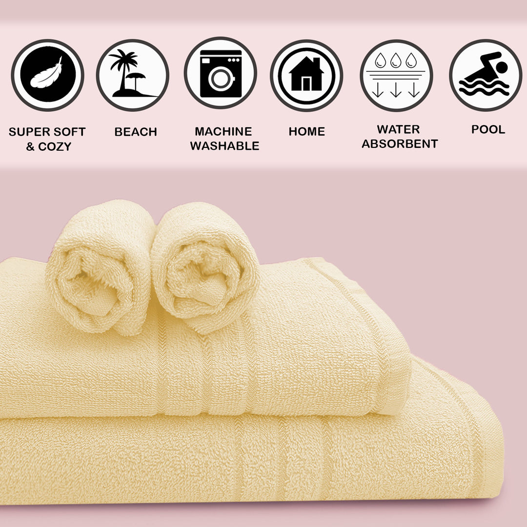 Yellow Color 100% Cotton Bath Towel Set with 380 GSM