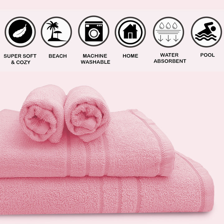 Pink Color 100% Cotton Bath Towel Set with 380 GSM