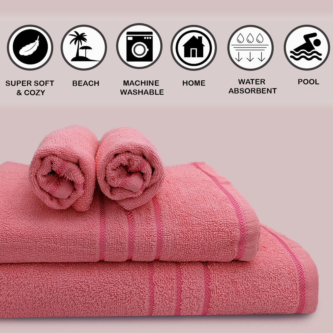 Pink Color 100% Cotton Bath Towel with 380 GSM