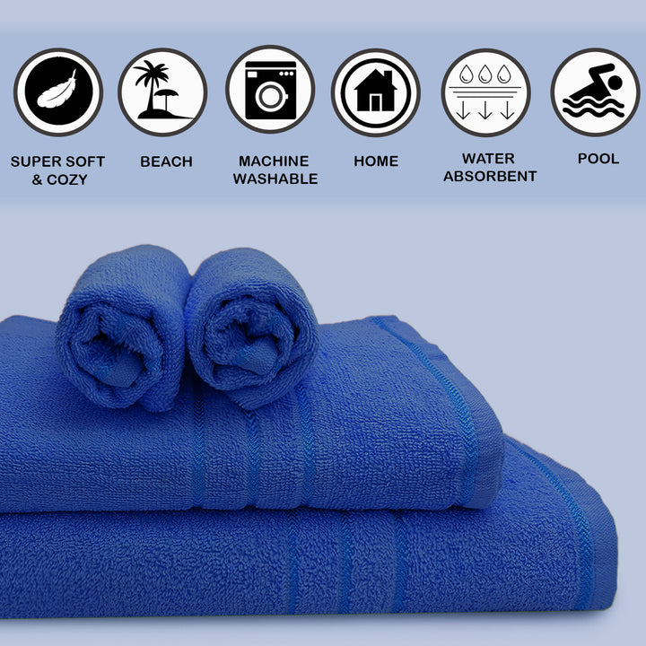 Blue Color 100% Cotton Bath Towel Set with 380 GSM