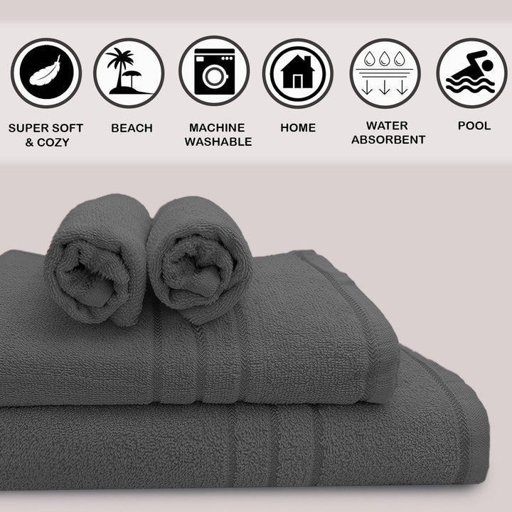 Grey Color 100% Cotton Bath Towel Set with 380 GSM