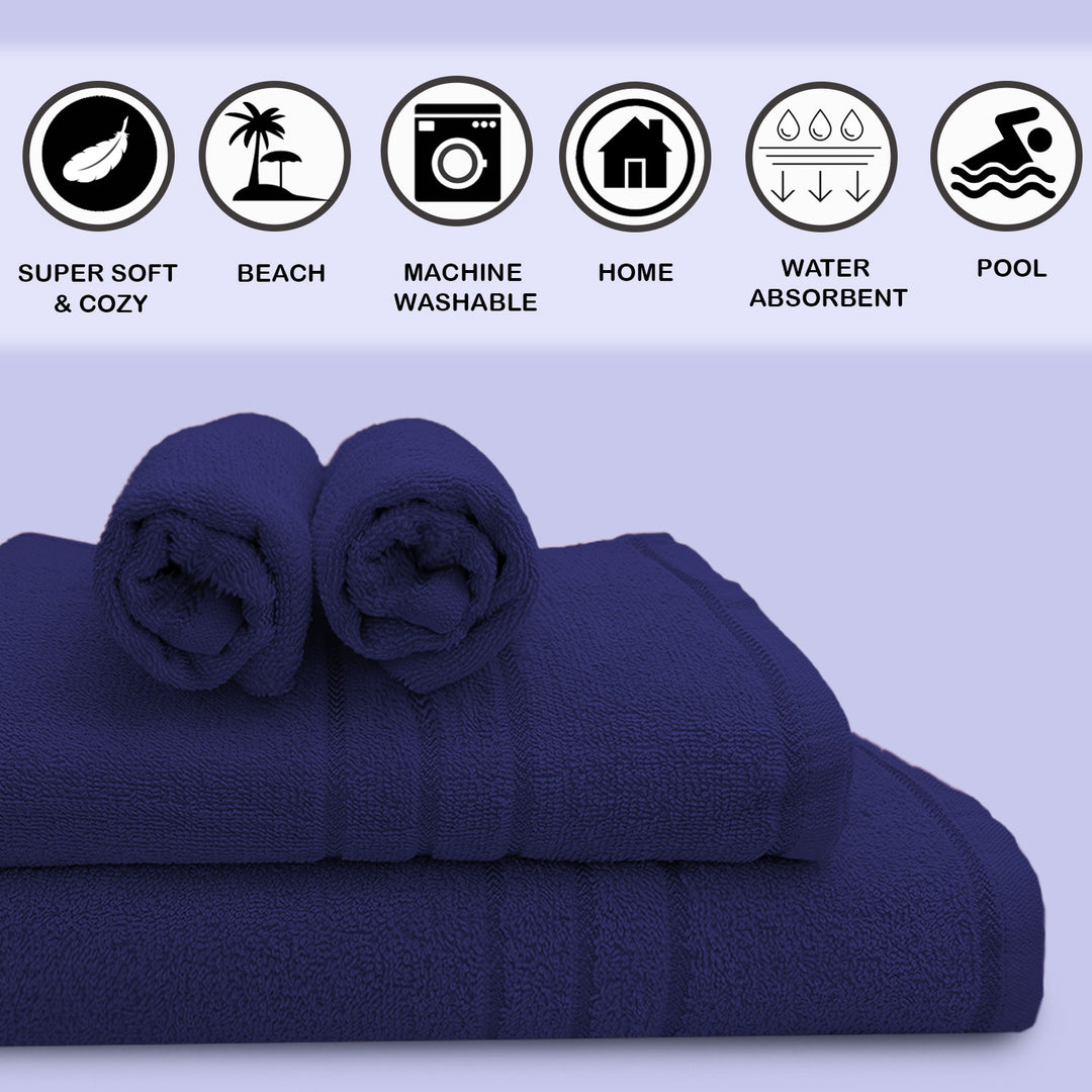 Blue Color 100% Cotton Bath Towel Set with 380 GSM