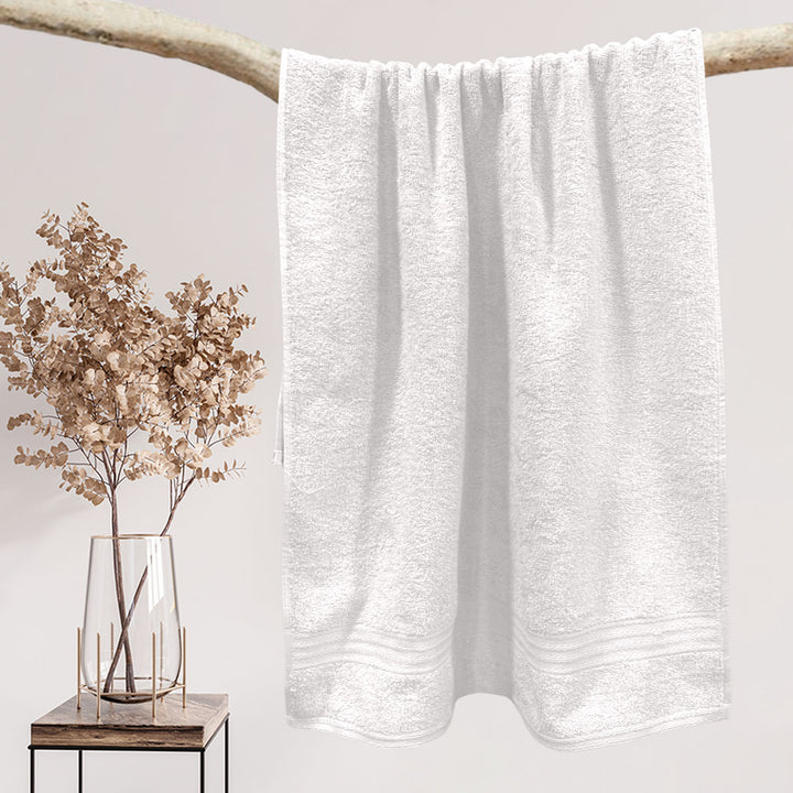 White Color 100% Cotton Bath towel with 450 GSM (100% Cotton, 450 GSM, Luxuriously soft on skin, Quick drying, Rich aesthetic, Variety of Vibrant Color, Spa-like feel, Multi-purpose uses) 