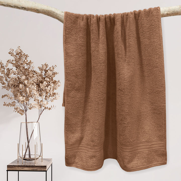 Brown Color 100% Cotton Bath towel with 450 GSM (100% Cotton, 450 GSM, Luxuriously soft on skin, Quick drying, Rich aesthetic, Variety of Vibrant Color, Spa-like feel, Multi-purpose uses) 