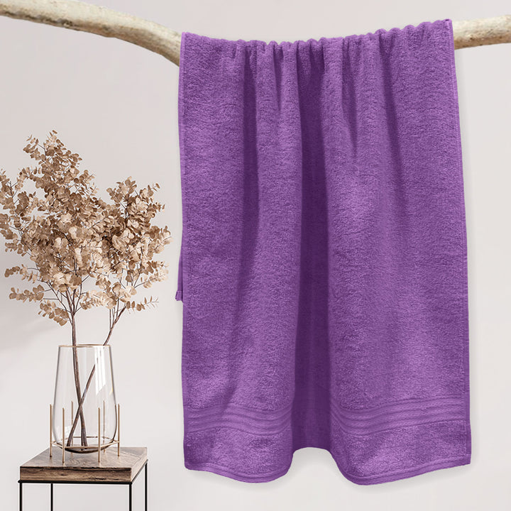 Purple Color 100% Cotton Bath towel with 450 GSM (100% Cotton, 450 GSM, Luxuriously soft on skin, Quick drying, Rich aesthetic, Variety of Vibrant Color, Spa-like feel, Multi-purpose uses) 