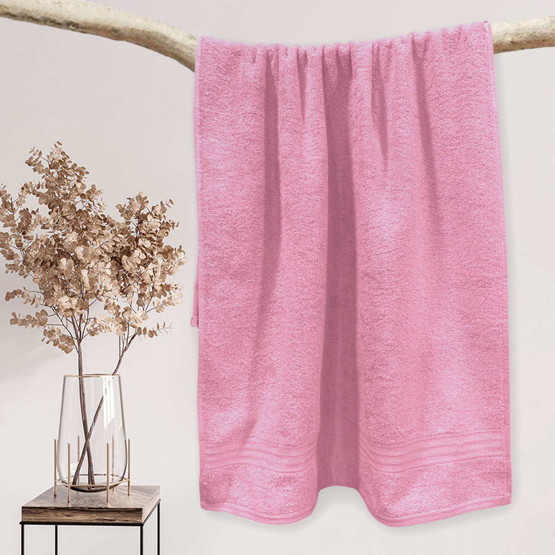 Pink Color 100% Cotton Bath towel with 450 GSM (100% Cotton, 450 GSM, Luxuriously soft on skin, Quick drying, Rich aesthetic, Variety of Vibrant Color, Spa-like feel, Multi-purpose uses) 