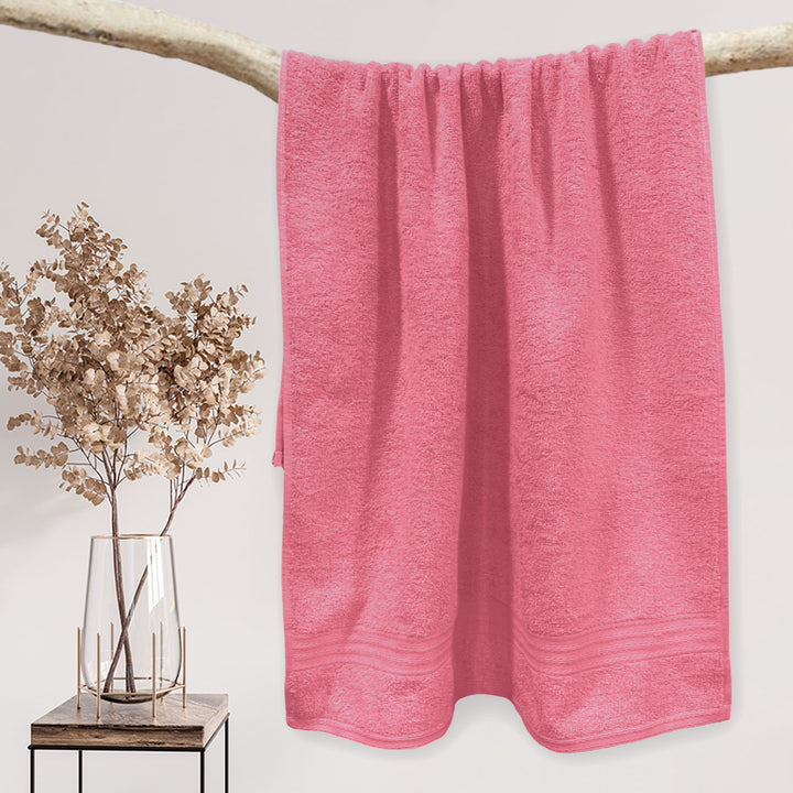 Pink Color 100% Cotton Bath towel with 450 GSM (100% Cotton, 450 GSM, Luxuriously soft on skin, Quick drying, Rich aesthetic, Variety of Vibrant Color, Spa-like feel, Multi-purpose uses) 