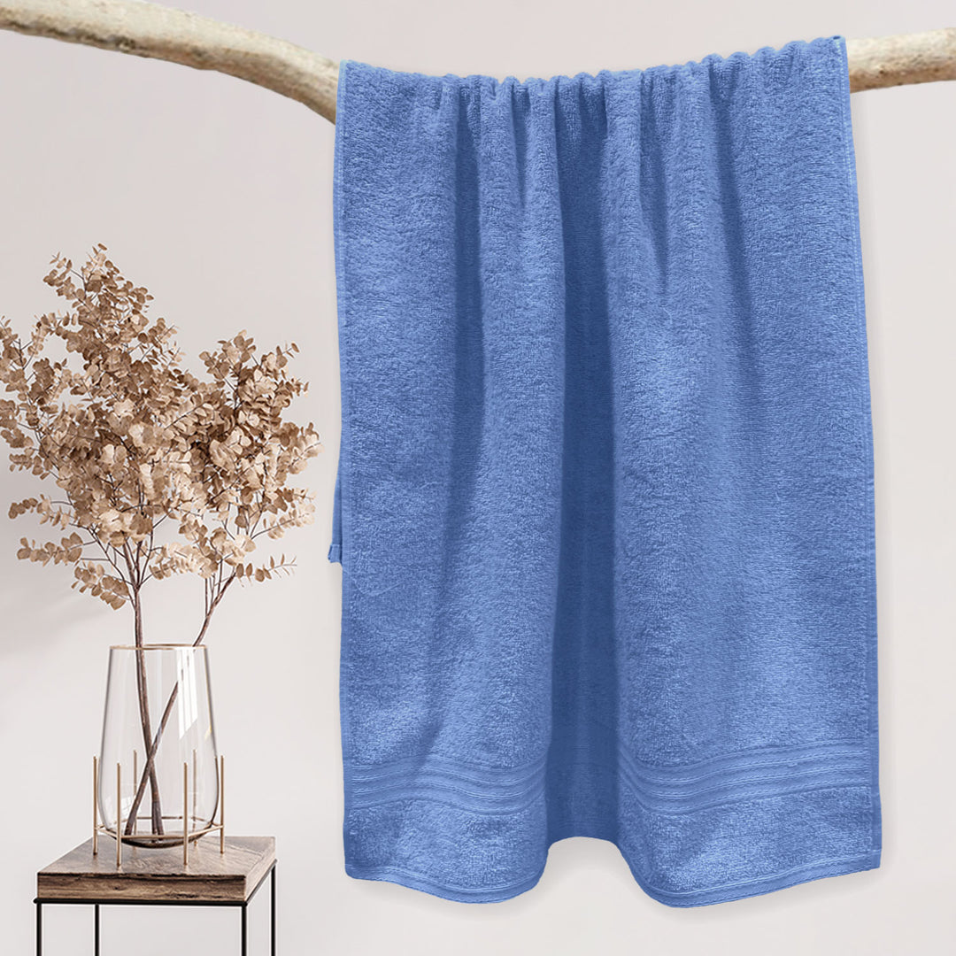 Blue Color 100% Cotton Bath towel with 450 GSM (100% Cotton, 450 GSM, Luxuriously soft on skin, Quick drying, Rich aesthetic, Variety of Vibrant Color, Spa-like feel, Multi-purpose uses) 